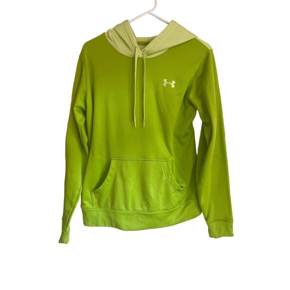 Under Armour Lime Green Pullover Hoodie With Drawstring Hood & Kangaroo Pocket S - Picture 1 of 4